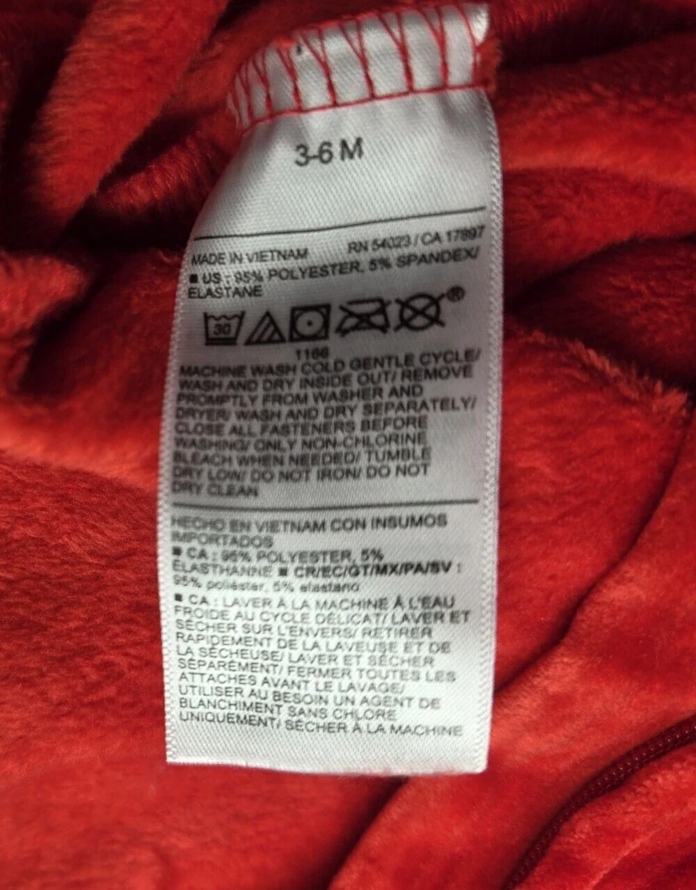 Old Navy Red Ribbed Fleece-Lined Footed One-Piece Pajamas Size 3-6M Baby NWOT